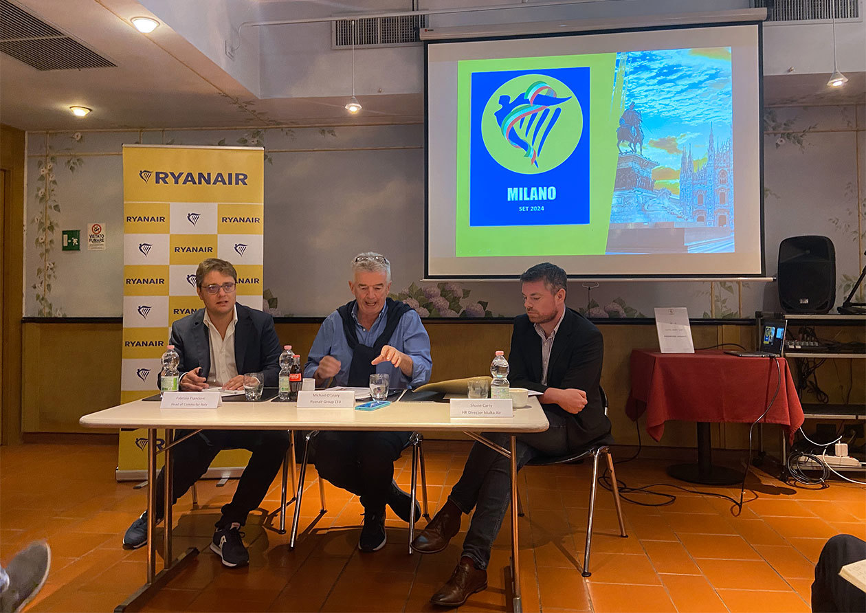 Michael O'Leary alla presentazione della stagione invernale 2024/25 di Ryanair Foto: Copyright © Avion Tourism Magazine - Sisterscom.com