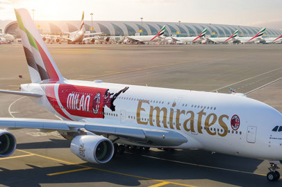 Emirates celebrates 125 years of AC Milan with a special livery on the A380