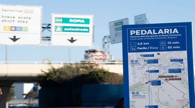 The new cycle path of Fiumicino Airport