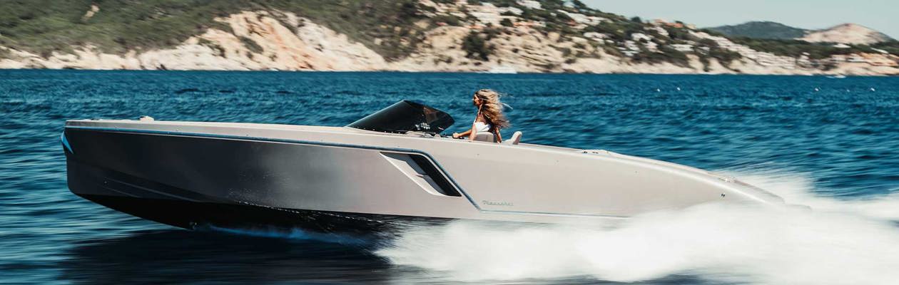 The new Frauscher 1017 GT at the Genoa Boat Show