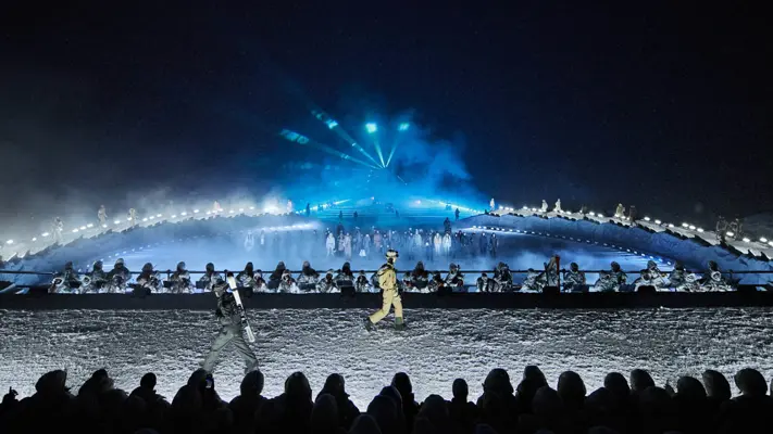 Moncler Grenoble fashion show at the Courchevel altiport