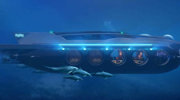 Il design degli interni di Nautilus Yacht Submarine