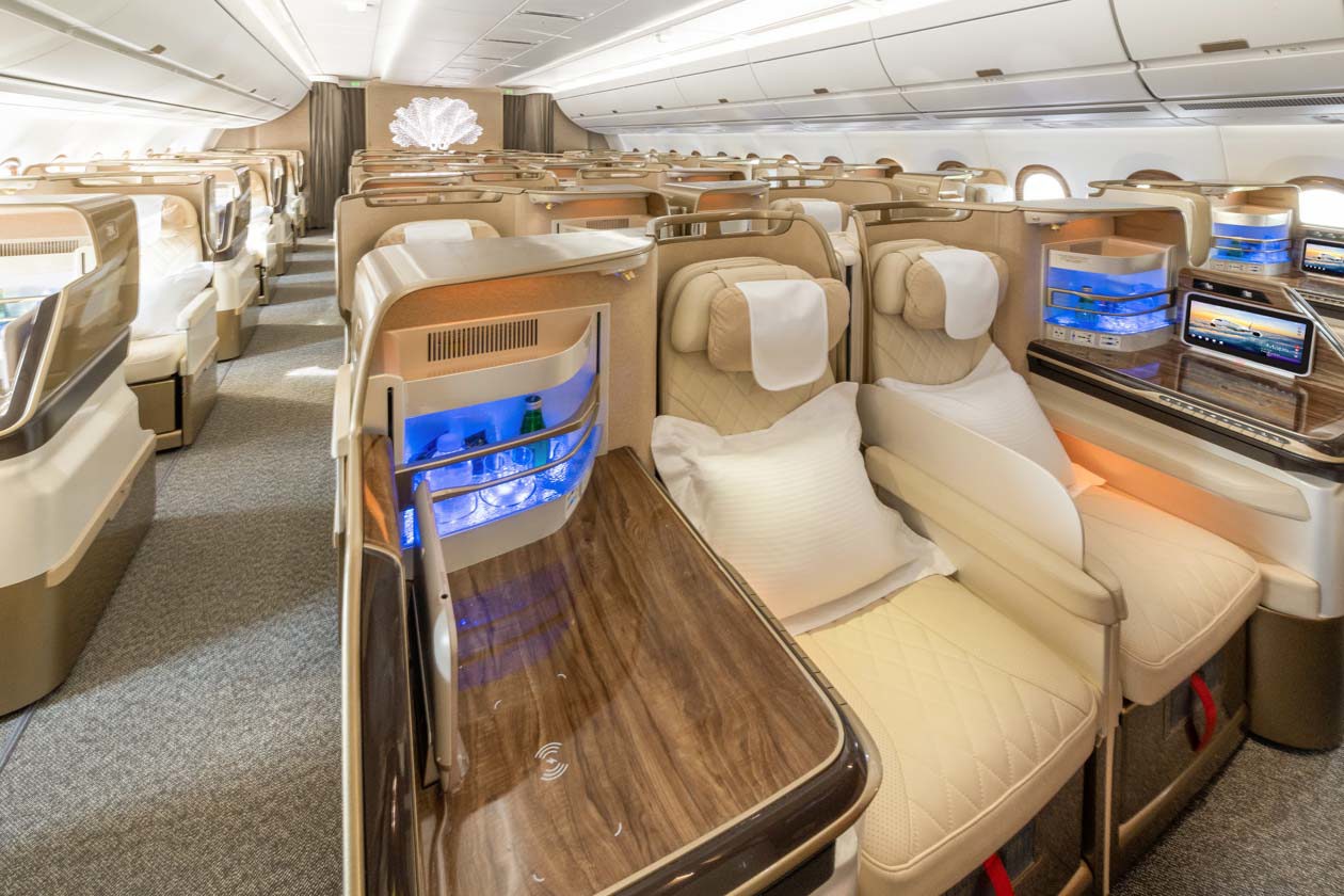 Airbus A350 di Emirates, Business Class Copyright © Emirates Airlines / The Emirates Group