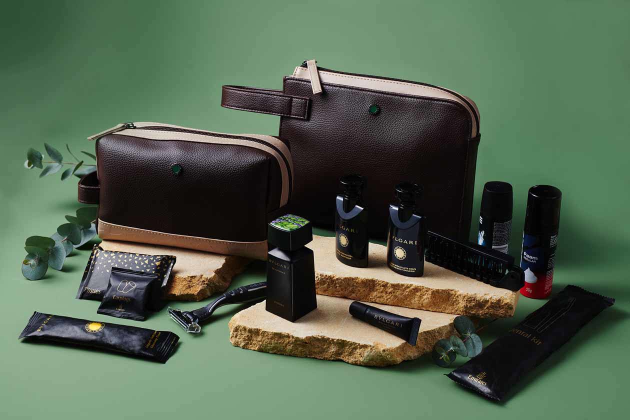 Exclusive First Class Emirates & Bulgari amenity kits Copyright © Emirates Airlines / The Emirates Group
