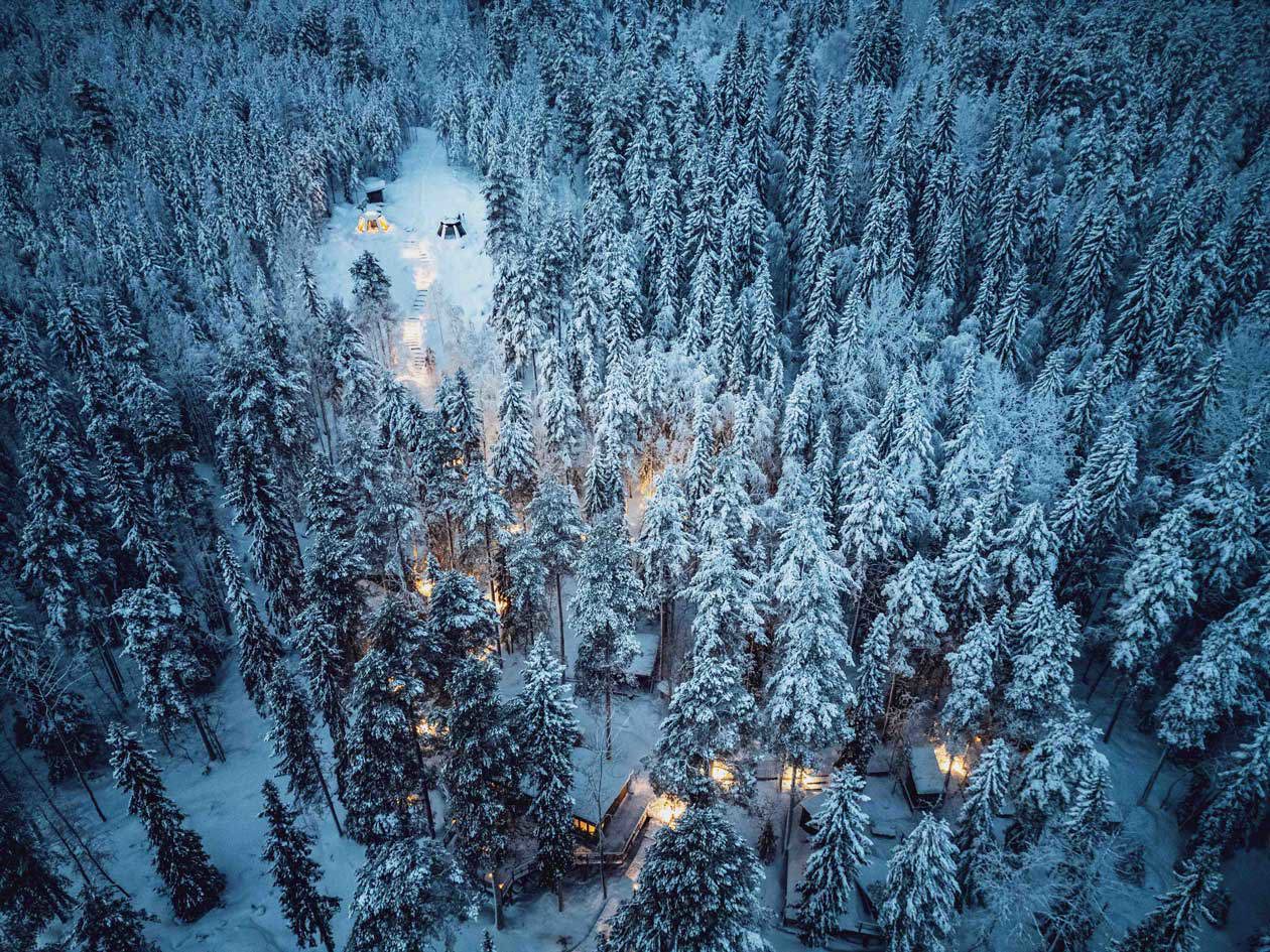 Aurora Safari Camp dall'alto Foto: Copyright © Swedish Lapland