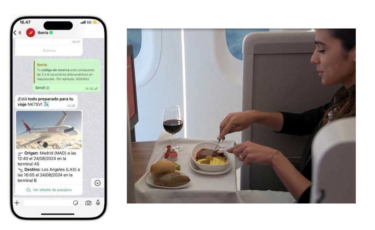 Canale WhatsApp della compagnia aerea Iberia (34 676 67 60 04) e pasti a bordo Copyright © Ufficio Stampa Iberia