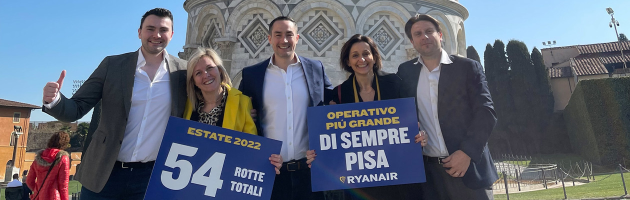 Ryanair lancia i voli da Pisa per l'estate 2022