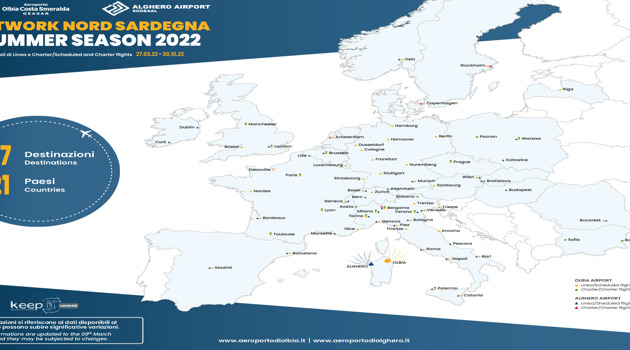 Al via la stagione estiva per gli aeroporti sardi del Centro-Nord