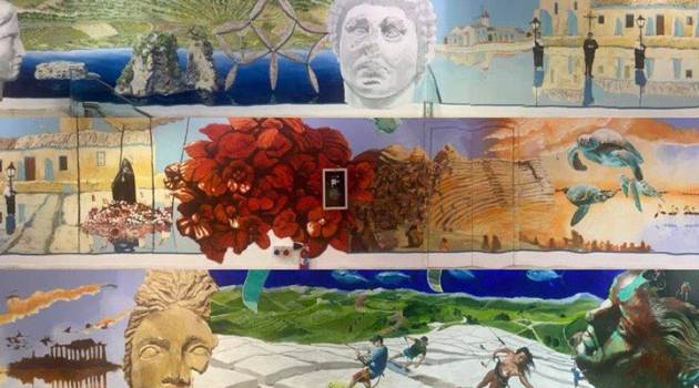 Il murales di Igor Scalisi Palminteri all’aeroporto di Trapani